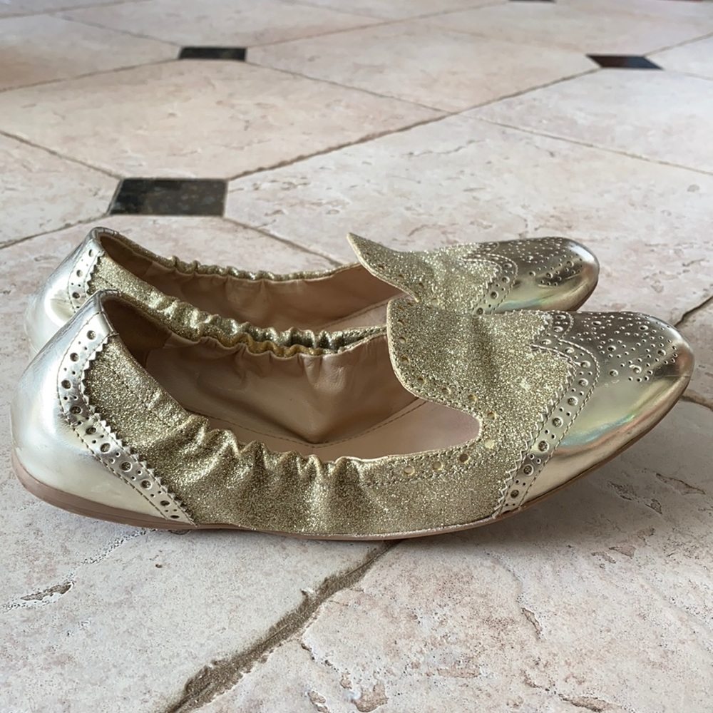 Shimmery gold Prada flats